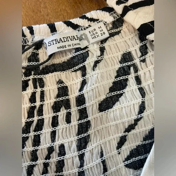 STRADIVARIUS ASOS Zebra Print Black & White Maxi Dress Short Sleeves Medium NWT - Picture 6 of 8